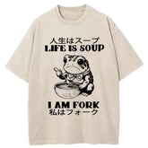 Tokyo-Tiger Life Is Soup I Am Fork Washed T-Shirt