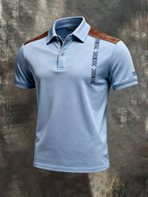 Men'S Vintage Color-Block Printed Short-Sleeved Polo Shirt