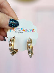 Dotted Huggies Metal Hoops - Cream