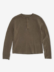 COTTON WAFFLE HENLEY TOP
