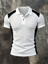 Men's Fashion Color Block Mesh Breathable Casual Short-Sleeve Top