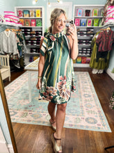Vintage Harvest Floral Midi Dress - Olive