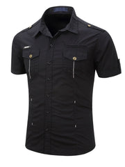 Men's Outdoor Casual Cotton Pocket Short Sleeve Shirt