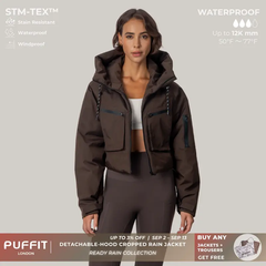 Women's Cropped Waterproof Rain Jacket | Detachable Hood Windbreaker