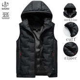 🧥 Men’s Slim-Fit Hooded Waistcoat - Sleeveless Front-Zip Gilet, Cozy