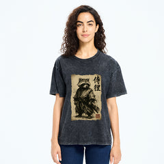 Tokyo-Tiger Retro Raccoon Samurai Washed T-Shirt