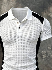Men's Fashion Color Block Mesh Breathable Casual Short-Sleeve Top