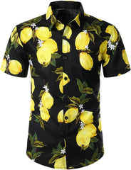 Men's Lemon Print Short Sleeve Hawaiian Shirt