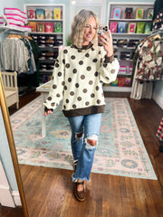 Change It Up Reversible Mock Neck Sweatshirt - Brown/Ivory