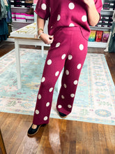 Polka Party Knit PANTS - Burgundy