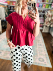 Crimson Charm Poplin Top