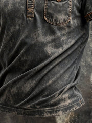 Men's Vintage Pure Cotton Washed Distressed Henry Shirt