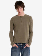 COTTON WAFFLE HENLEY TOP