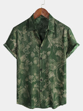 Men's Green Vintage Holiday Breathable Hawaiian Short Sleeve Shirt