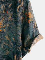 Men's Floral Print Vintage Holiday Breathable Hawaiian Short Sleeve Shirt