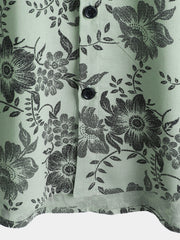 Men's Vintage Floral Print Holiday Hawaiian Short Sleeve Shirt