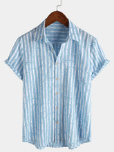 Men's Hawaiian Casual Striped Short Sleeve Summer Shirt