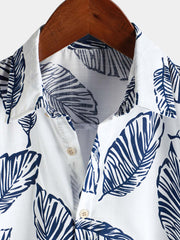 Men's Tropical Leaf Short Sleeve Summer Hawaiian Shirt