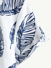 Men's Tropical Leaf Short Sleeve Summer Hawaiian Shirt