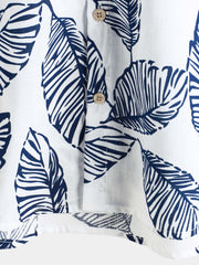 Men's Tropical Leaf Short Sleeve Summer Hawaiian Shirt
