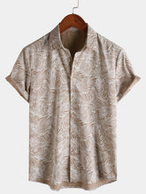 Men's Tropical Khaki Leaf Short Sleeve Summer Hawaiian Shirt