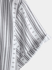 Men's Casual Striped Short Sleeve Summer Button Up Shirt