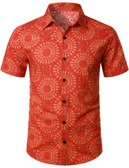 Men's Casual Retro Print Short Sleeve Shirt
