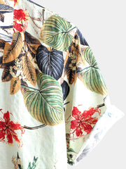 Men's Floral Cotton Tropical Hawaiian Plant Shirt