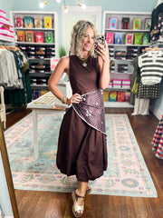 Get Their Attention Midi Dress - Brown