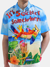 Men's Tropical Floral Print Short Sleeve Hawaiian Shirt