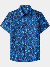 Men’s Retro Hawaiian Print Paisley Cotton Breathable Cool Resort Vacation Short Sleeve Shirt