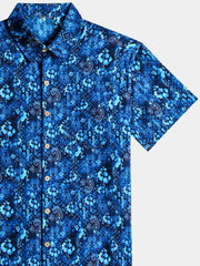 Men’s Retro Hawaiian Print Paisley Cotton Breathable Cool Resort Vacation Short Sleeve Shirt