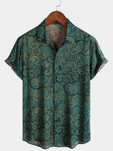 Men's Casual Holiday Button Short Sleeve Shirt