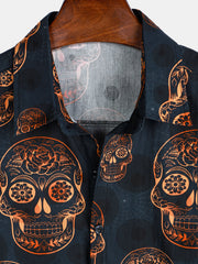 Men's Skull Hawaiian Camp Cool Short Sleeve Shirt