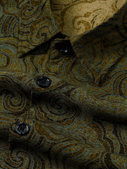 Men's Casual Holiday Button Up Brown Short Sleeve Shirt