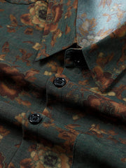 Men's Vintage Floral Print Summer Soft Pocket Short Sleeve Shirt