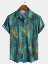Men's Blue Beach Vacation Breathable Tropical Short Sleeve Hawaiian Shirt
