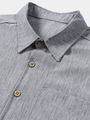 Men's Comfort Solid Sport Casual Grey Short Sleeve Shirt