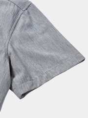 Men's Comfort Solid Sport Casual Grey Short Sleeve Shirt