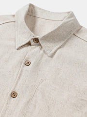 Men's Comfort Solid Sport Beige Short Sleeve Shirt