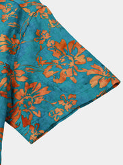 Men's Breathable Retro Floral Pattern Soft Short Sleeve Shirt