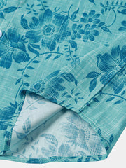 Men's Floral Vintage Hawaiian Short Sleeve Lightweight Cotton Shirt