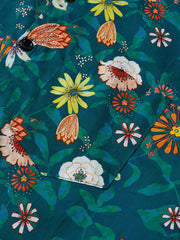 Men's Green Floral Hawaiian Short Sleeve Lightweight Cotton Holiday Shirt