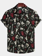 Men's Guitar Skull Music Punk Rock and Roll Cool Funny Hawaiian Shirt
