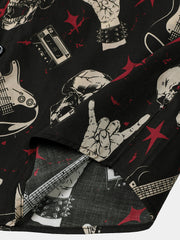 Men's Guitar Skull Music Punk Rock and Roll Cool Funny Hawaiian Shirt