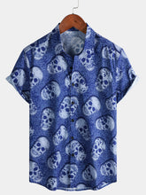 Men's Skull Punk Rock and Roll Cool Funny Summer Hawaiian Shirt