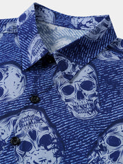Men's Skull Punk Rock and Roll Cool Funny Summer Hawaiian Shirt