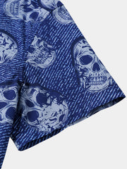 Men's Skull Punk Rock and Roll Cool Funny Summer Hawaiian Shirt