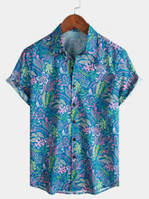Men’s Casual Floral Print Short Sleeve Breathable Vacation Shirt