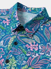 Men’s Casual Floral Print Short Sleeve Breathable Vacation Shirt